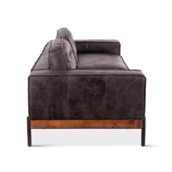 Chiavari Distressed Antique Ebony Leather Sofa 12 Chiavari Distressed Antique Ebony Leather Sofa -Household Items Series GPF MSOF AE sd