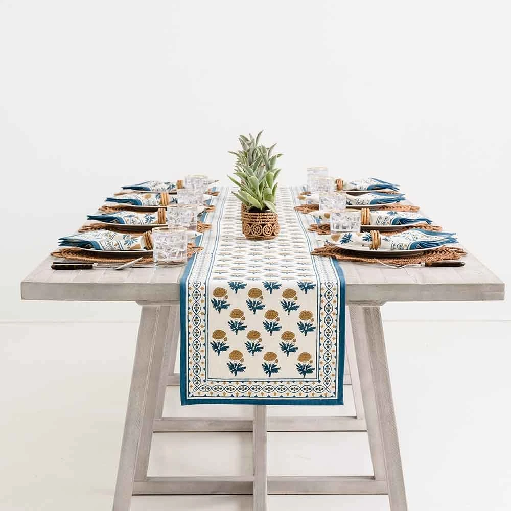 Gaya Teal & Marigold Table Runner 3 Gaya Teal & Marigold Table Runner