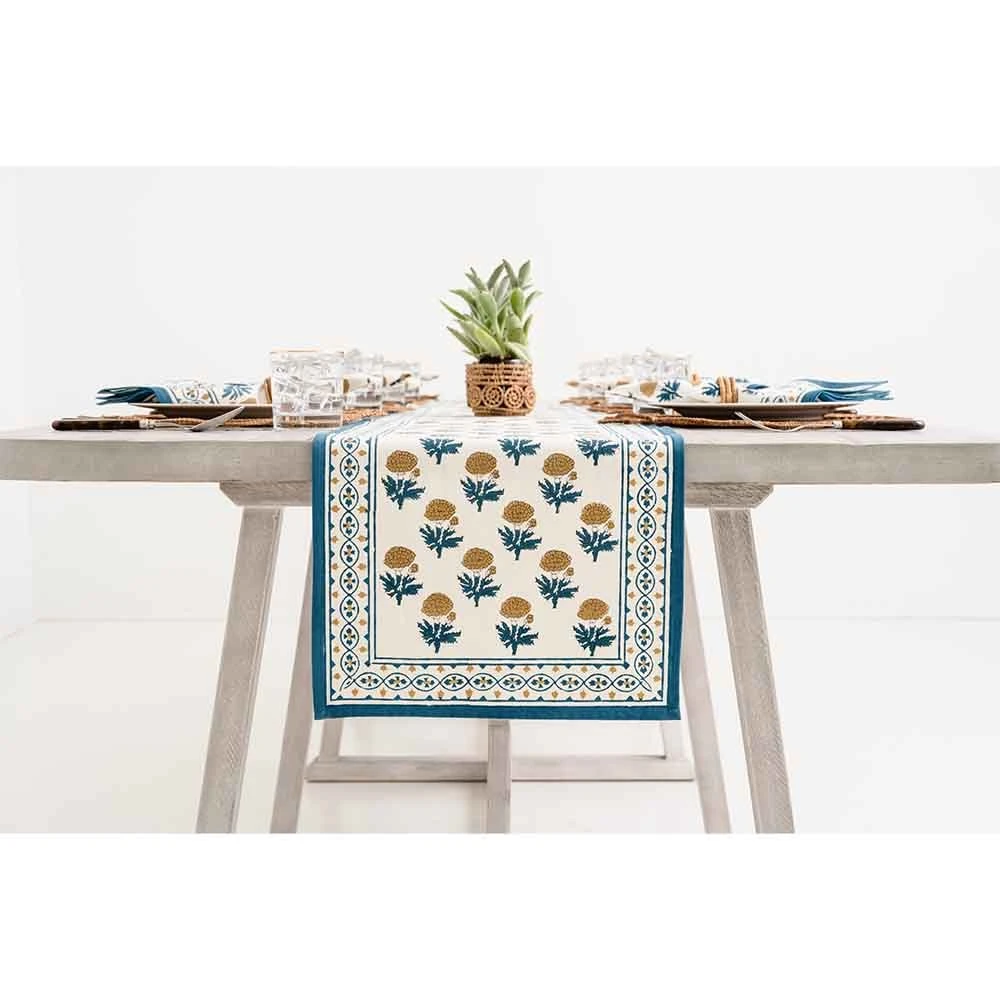 Gaya Teal & Marigold Table Runner 6 Gaya Teal & Marigold Table Runner - Image 4