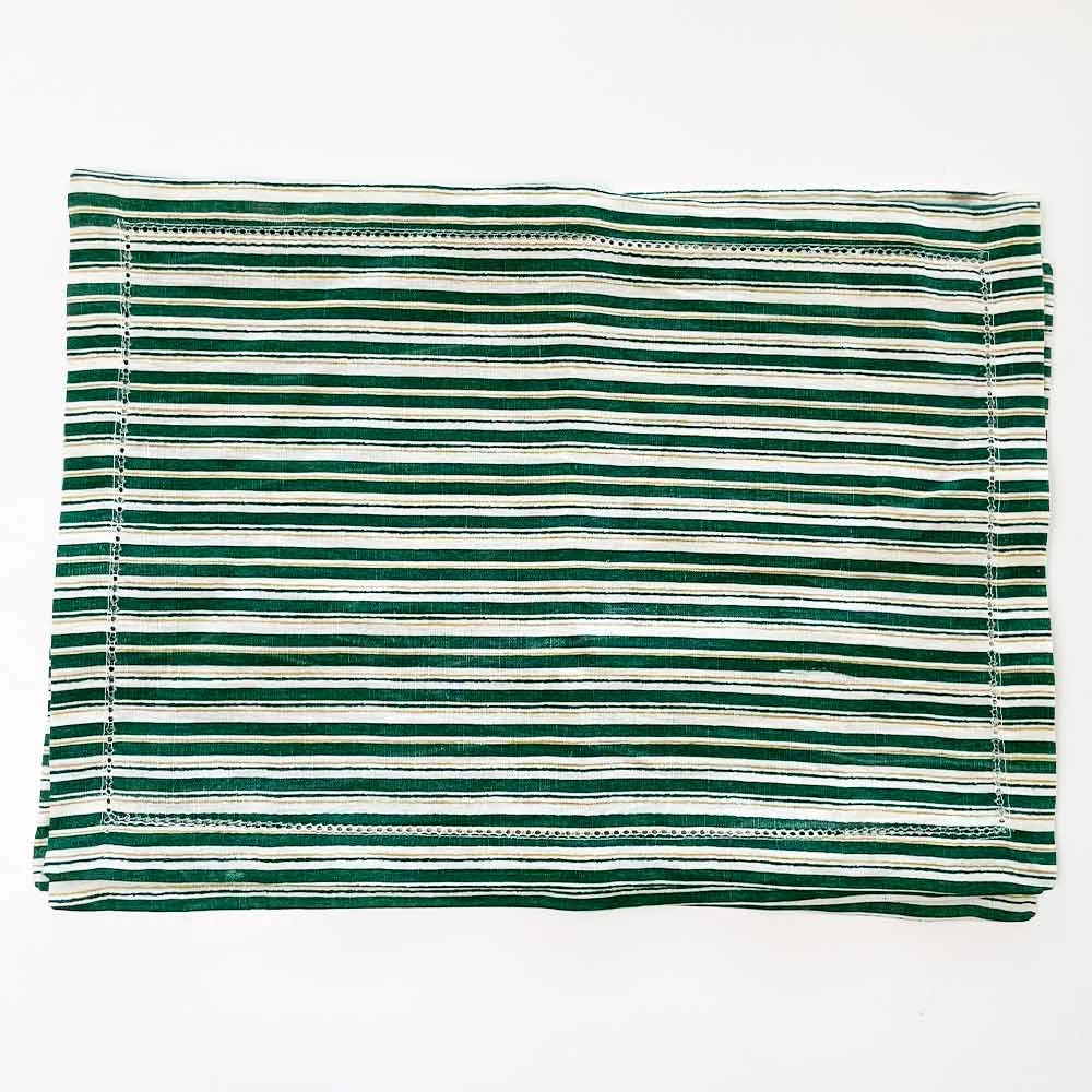 India Hicks Home Hunter Green Stripe Placemat | Set Of 4 3 India Hicks Home Hunter Green Stripe Placemat | Set Of 4
