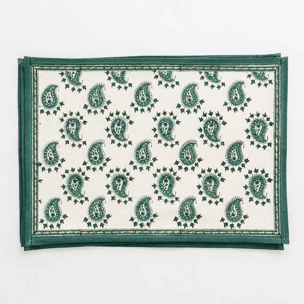 Green Paisley Placemat | Set Of 4 3 Green Paisley Placemat | Set Of 4
