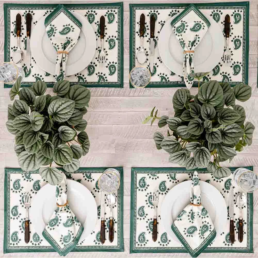 Green Paisley Placemat | Set Of 4 5 Green Paisley Placemat | Set Of 4 - Image 3