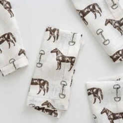 Horse And Snaffle Linen Napkin | Set Of 4