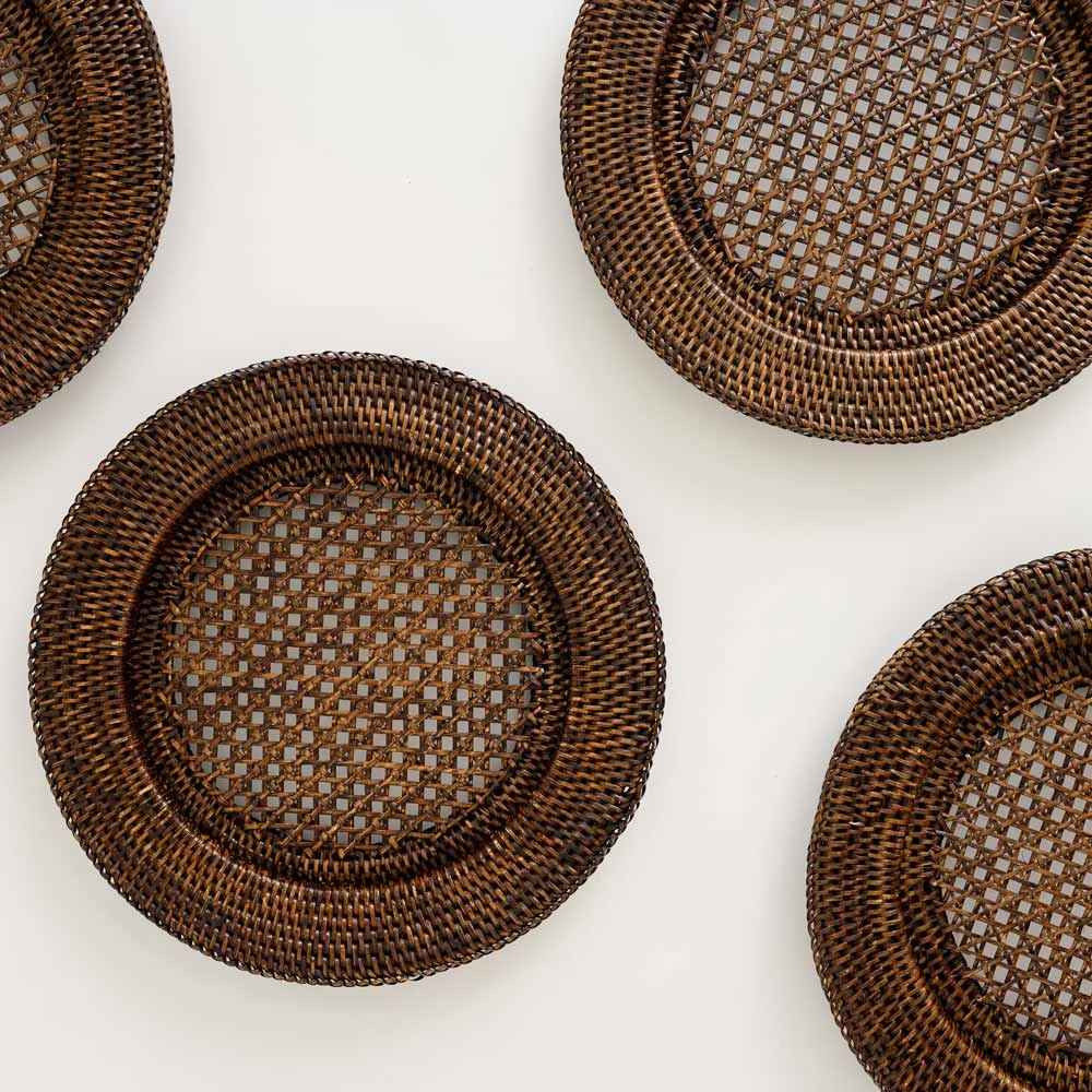 India Hicks Home Antique Brown Rattan Charger | Set Of 4 3 India Hicks Home Antique Brown Rattan Charger | Set Of 4