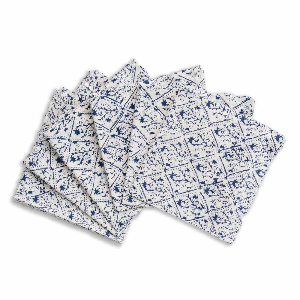 India Hicks Home Sea Ferns & Domino Midnight Cocktail Napkins | Set Of 6 3 India Hicks Home Sea Ferns & Domino Midnight Cocktail Napkins | Set Of 6