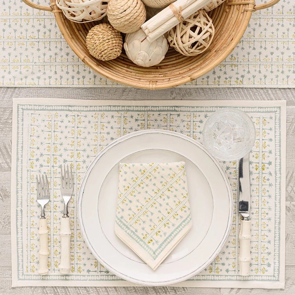 India Hicks Home Palm Avenue Seafoam Placemat | Set Of 4 3 India Hicks Home Palm Avenue Seafoam Placemat | Set Of 4