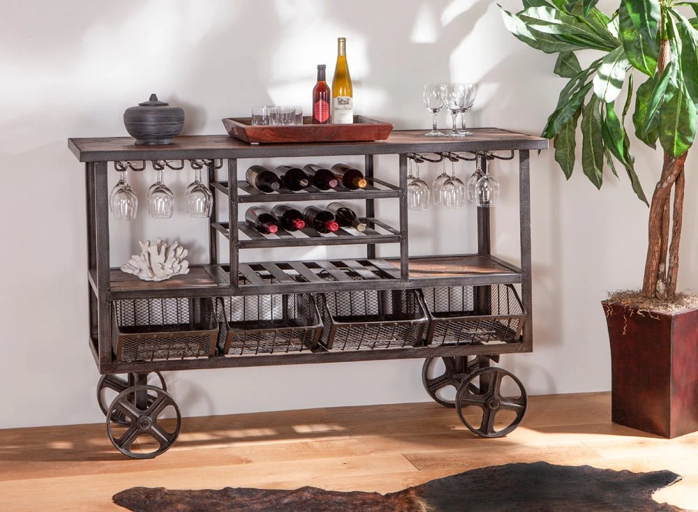 Paxton Reclaimed Teak Bar Cart With Wheels 8 Paxton Reclaimed Teak Bar Cart With Wheels - Image 6