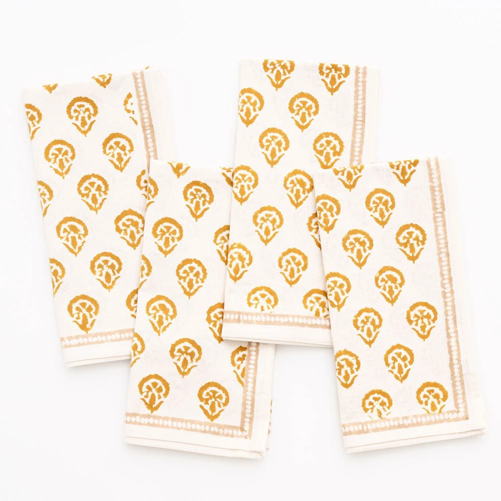 India Hicks Home Carnation Golden Napkin | Set Of 4 3 India Hicks Home Carnation Golden Napkin | Set Of 4