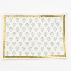 India Hicks Home Carnation Seafoam Placemat | Set Of 4 -Household Items Series India Hicks Carnations Seafoam Placemats 0632 upclose crop 560986