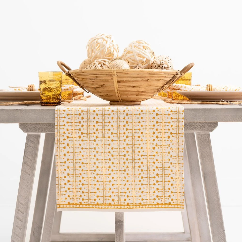 India Hicks Home Palm Avenue Golden Table Runner 3 India Hicks Home Palm Avenue Golden Table Runner