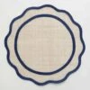 Navy Blue Scalloped Rice Paper Placemat | Set Of 4 -Household Items Series Navy scallop RIce Paper flat 105588
