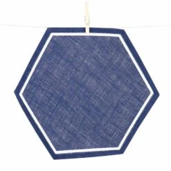 Navy Framed Hexagon Jute Placemat | Set Of 4