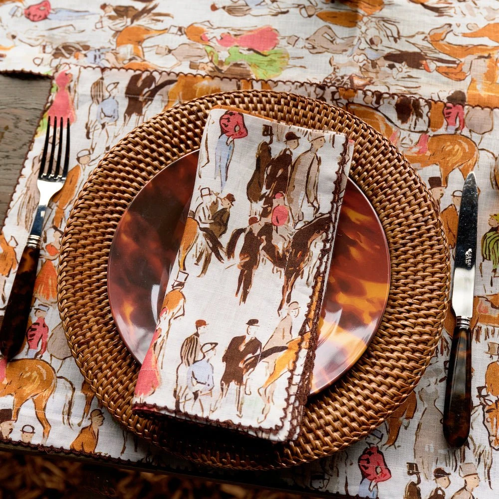 Paddock Scene Linen Napkin | Set Of 4 4 Paddock Scene Linen Napkin | Set Of 4 - Image 2