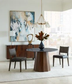 Lisbon 47" Black Marble Round Dining Table In Matte Brown -Household Items Series PalermoDR Round DR 12 22