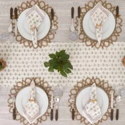 Palm Tree Dot Brown Table Runner -Household Items Series Palm Tree Dot Brown DSC 0603