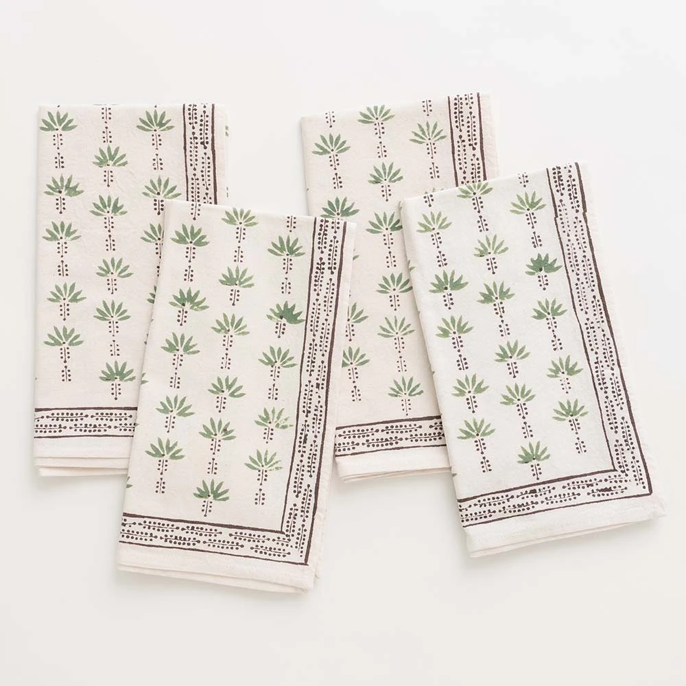Palm Tree Dot Brown Napkin | Set Of 4 3 Palm Tree Dot Brown Napkin | Set Of 4