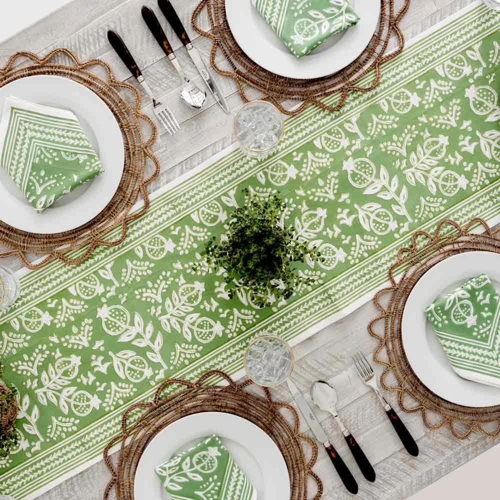 Pomegranate Green Table Runner 4 Pomegranate Green Table Runner - Image 2