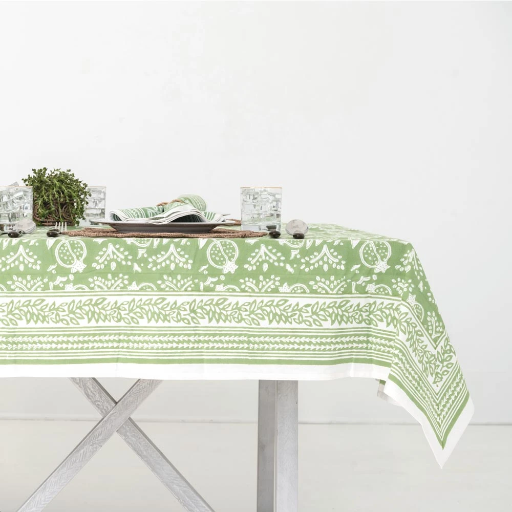 Pomegranate Green Tablecloth 4 Pomegranate Green Tablecloth - Image 2