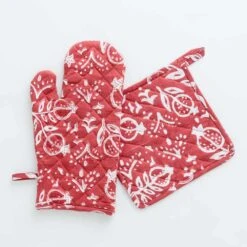 Pomegranate Poppy Oven Mitt Set