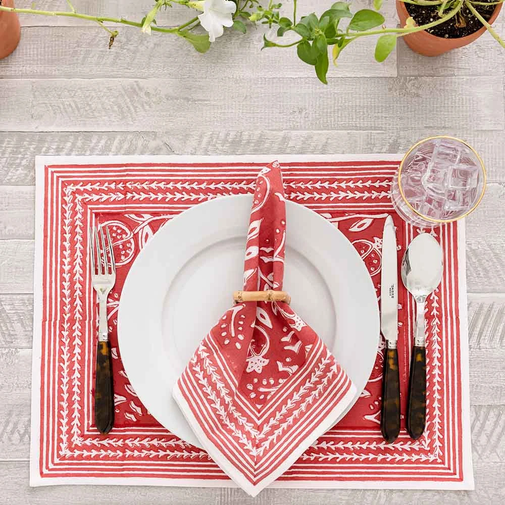 Pomegranate Poppy Placemat | Set Of 4 4 Pomegranate Poppy Placemat | Set Of 4 - Image 2