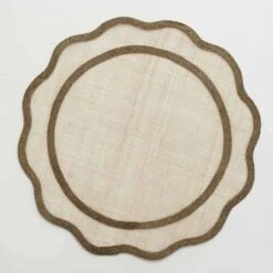 Brown Scalloped Rice Paper Placemat | Set Of 4