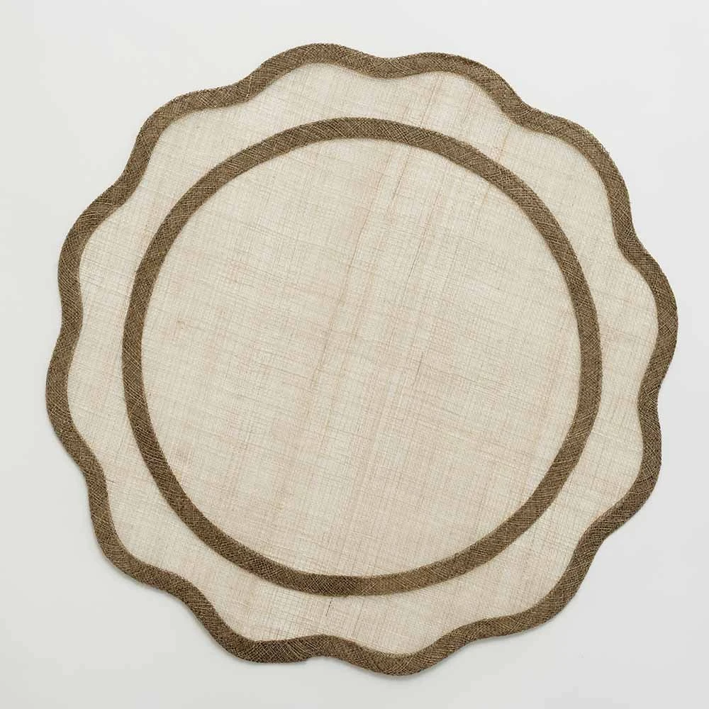 Brown Scalloped Rice Paper Placemat | Set Of 4 3 Brown Scalloped Rice Paper Placemat | Set Of 4