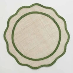 Green Scalloped Rice Paper Placemat | Set Of 4