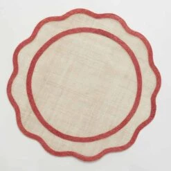 Red Scalloped Rice Paper Placemat | Set Of 4