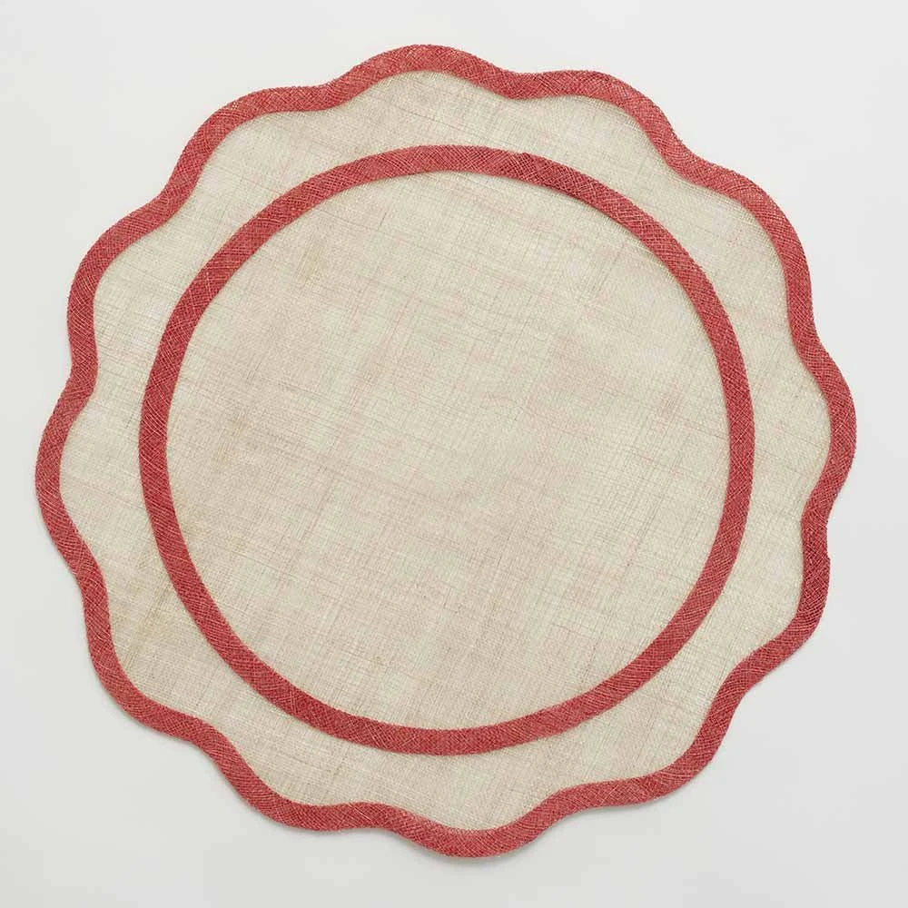 Red Scalloped Rice Paper Placemat | Set Of 4 3 Red Scalloped Rice Paper Placemat | Set Of 4