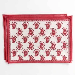 Red Paisley Placemats | Set Of 4