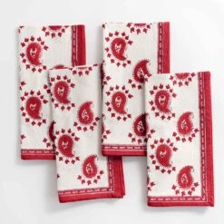 Red Paisley Napkins | Set Of 4