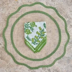 Green Scalloped Rice Paper Placemat | Set Of 4 -Household Items Series RicePaperScallop 0003 RicePaper 2079 846867