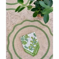 Green Scalloped Rice Paper Placemat | Set Of 4 -Household Items Series RicePaperScallop 0005 RicePaper 2086 529296