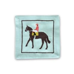 Riders Up Embroidered Cocktail Napkin (Set Of 6)