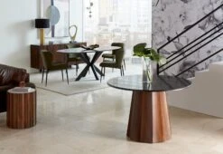 Lisbon 47" Black Marble Round Dining Table In Matte Brown -Household Items Series Rio Palermo DR RS 12 22 f0d0d1db d1f2 41fd 9605 b3564162b809