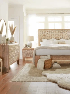 Haveli Mango Wood Geometric Carved Bed -Household Items Series Tangiers BR Glam 2 22 c6151082 ee17 431f a7f6 be8525f8bc19