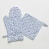 Tapestry Blue Oven Mitt Set