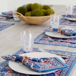 Bohemian Floral Blues & Paprika Placemat | Set Of 4 -Household Items Series Untitled 3 0002 BohemianFloralBlues Paprika DSC 6112 jpg 229033