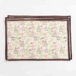 Palms & Pagodas Brown Placemat | Set Of 4