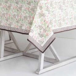 Palms & Pagodas Brown Tablecloth