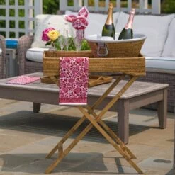 Woven Rattan Butler Tray -Household Items Series Web Crimson Blossom Tea Towel Rattan Butler Tray Ice Bucket 5996 180420