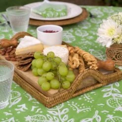 Woven Rattan Tray With Rainbow Handle -Household Items Series Web Pomegranate Green Rattan Tray 5504 973969