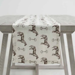 Horse And Snaffle Linen Table Runner
