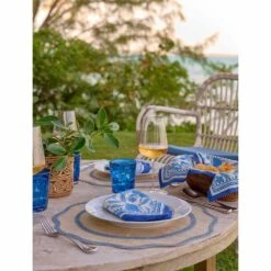 Light Blue Scalloped Rice Paper Placemat | Set Of 4 -Household Items Series WebReadyBahamas22 RicePaperMats 0004 BlueJalore 0851 390369