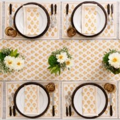 India Hicks Home Carnation Golden Placemat | Set Of 4 -Household Items Series Web IndiaHicks CarnationsGoldenTableRunner Placemats Napkins 0958 2 943500