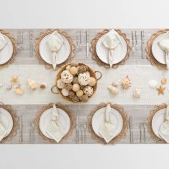 India Hicks Home Palm Avenue Seafoam Table Runner -Household Items Series Web IndiaHicks PalmAvenueSeafoamTableRunner Napkins 2274 569118