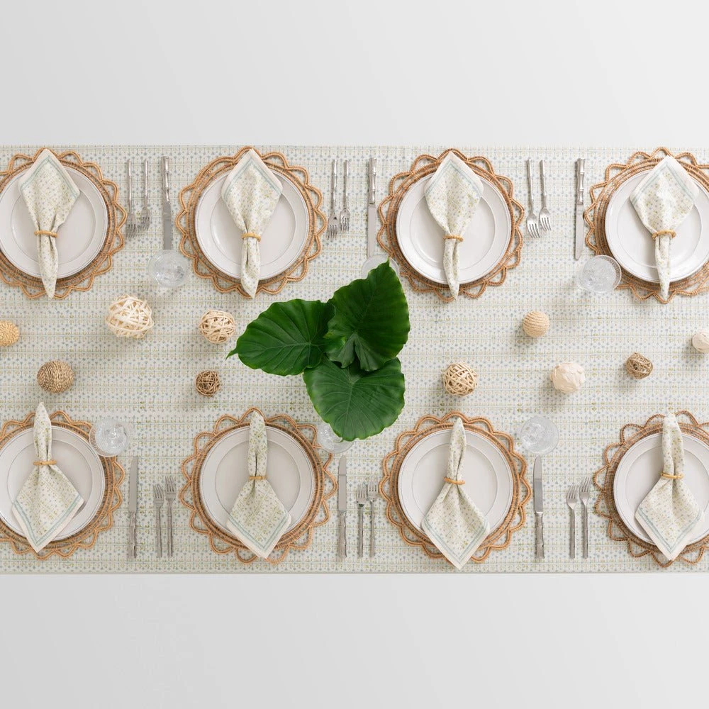 India Hicks Home Palm Avenue Seafoam Tablecloth 4 India Hicks Home Palm Avenue Seafoam Tablecloth - Image 2