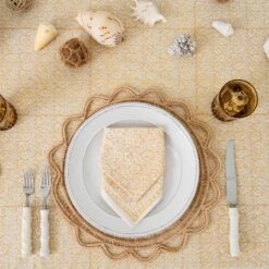 India Hicks Home Seashell Golden Tablecloth -Household Items Series Web IndiaHicks SeashellsGoldenNapkins 2392 852897