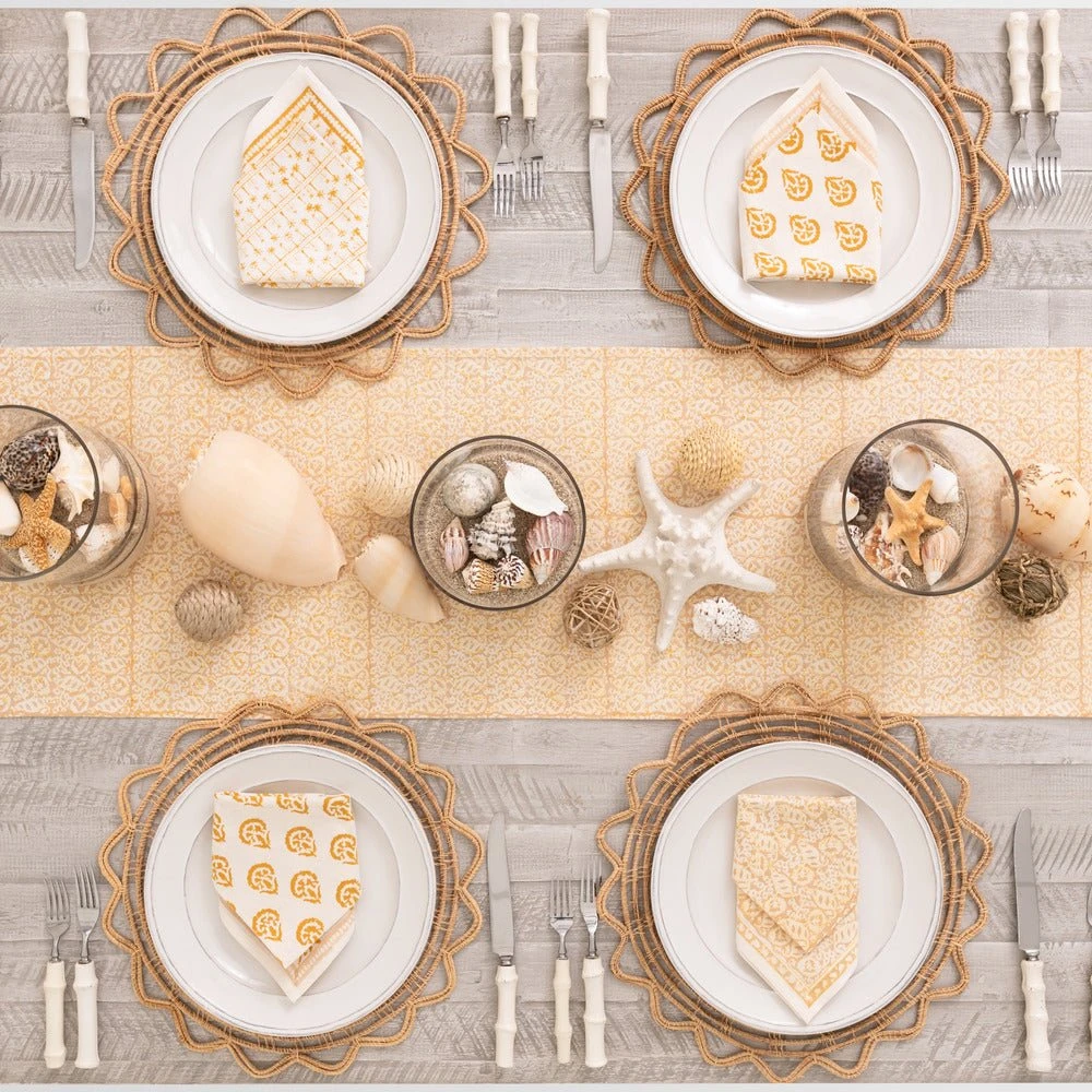 India Hicks Home Seashell Golden Table Runner 4 India Hicks Home Seashell Golden Table Runner - Image 2