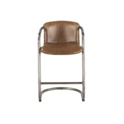 Chiavari Industrial Modern Leather Counter-Height Stool, Set Of 2